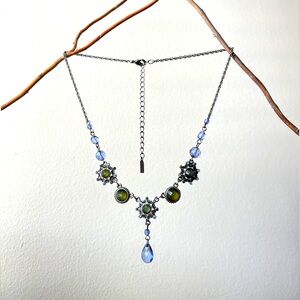 1928 Silver, Green and Blue Necklace